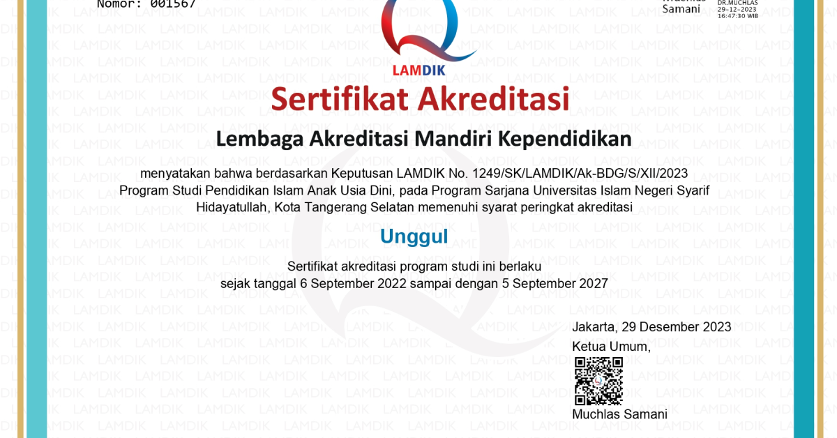 LAMDIK Tetapkan Akreditasi Unggul Prodi PIAUD