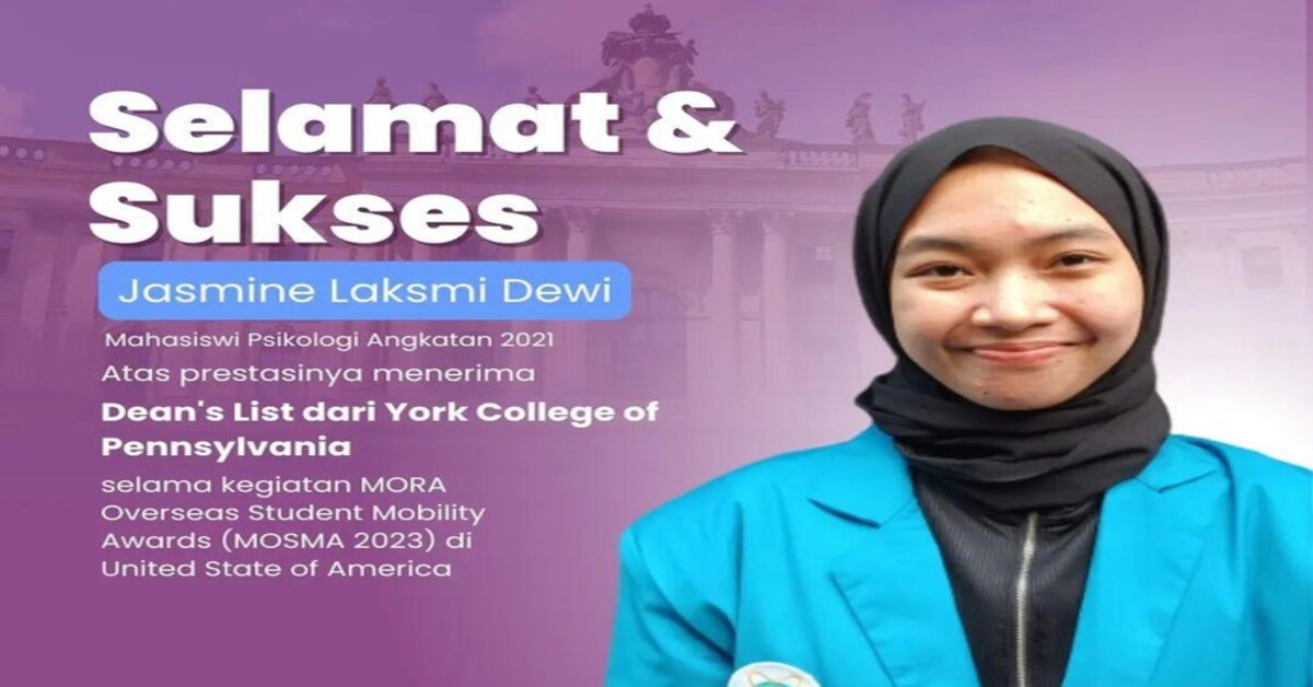 Jasmine Laksmi Dewi Meraih Penghargaan Dean’s List melalui Program MOSMA