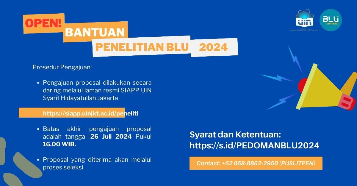 Pengumuman Pembukaan Bantuan Penelitian BLU UIN Syarif Hidayatullah Jakarta Tahun 2024