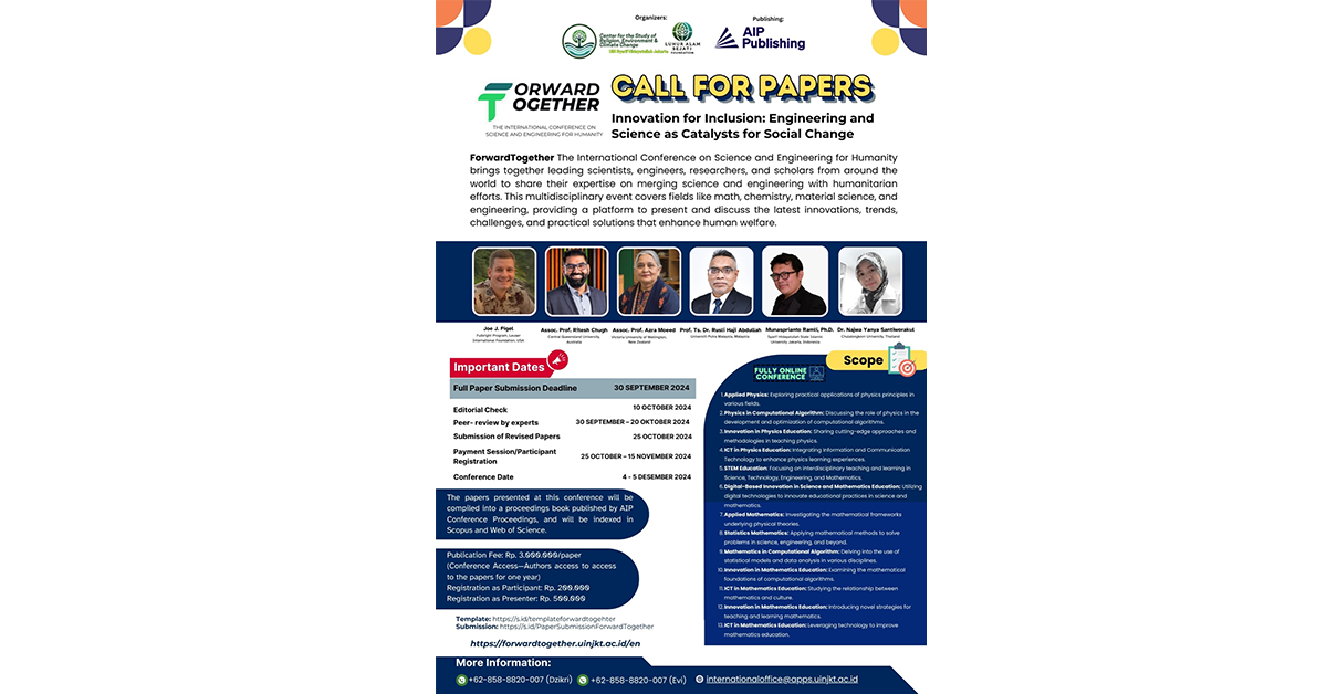 ForwardTogether: The International Conference on Science and Engineering for Humanity